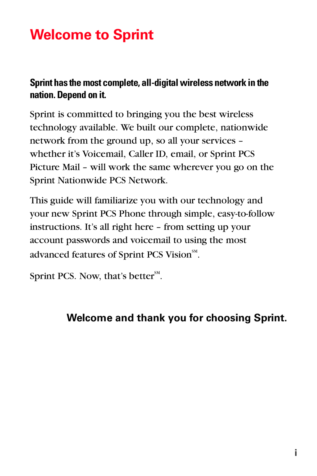 Sprint Nextel MM-A800 manual Welcome to Sprint, Welcome and thank you for choosing Sprint 