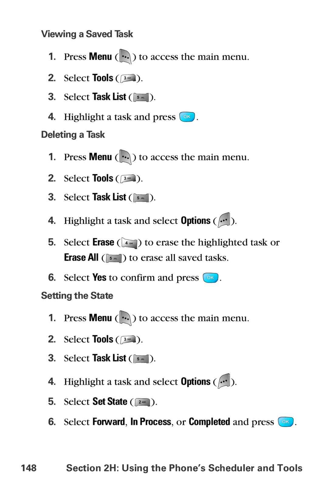 Sprint Nextel MM-A800 manual Select Forward, In Process, or Completed and press, Viewing a Saved Task, Deleting a Task 