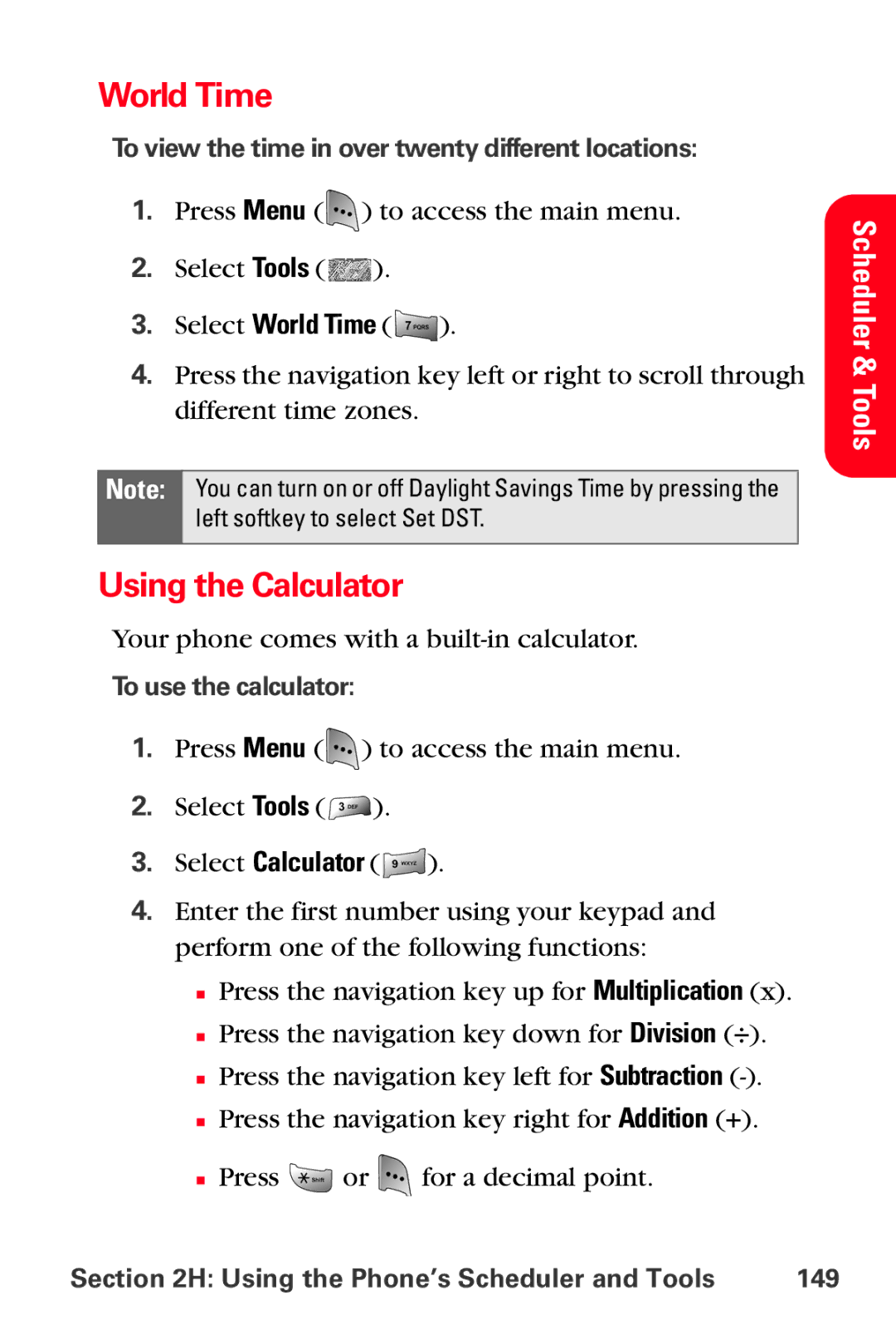 Sprint Nextel MM-A800 manual World Time, Using the Calculator, To view the time in over twenty different locations 