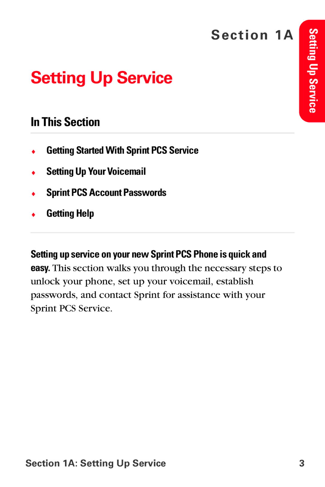 Sprint Nextel MM-A800 manual Setting Up Service 