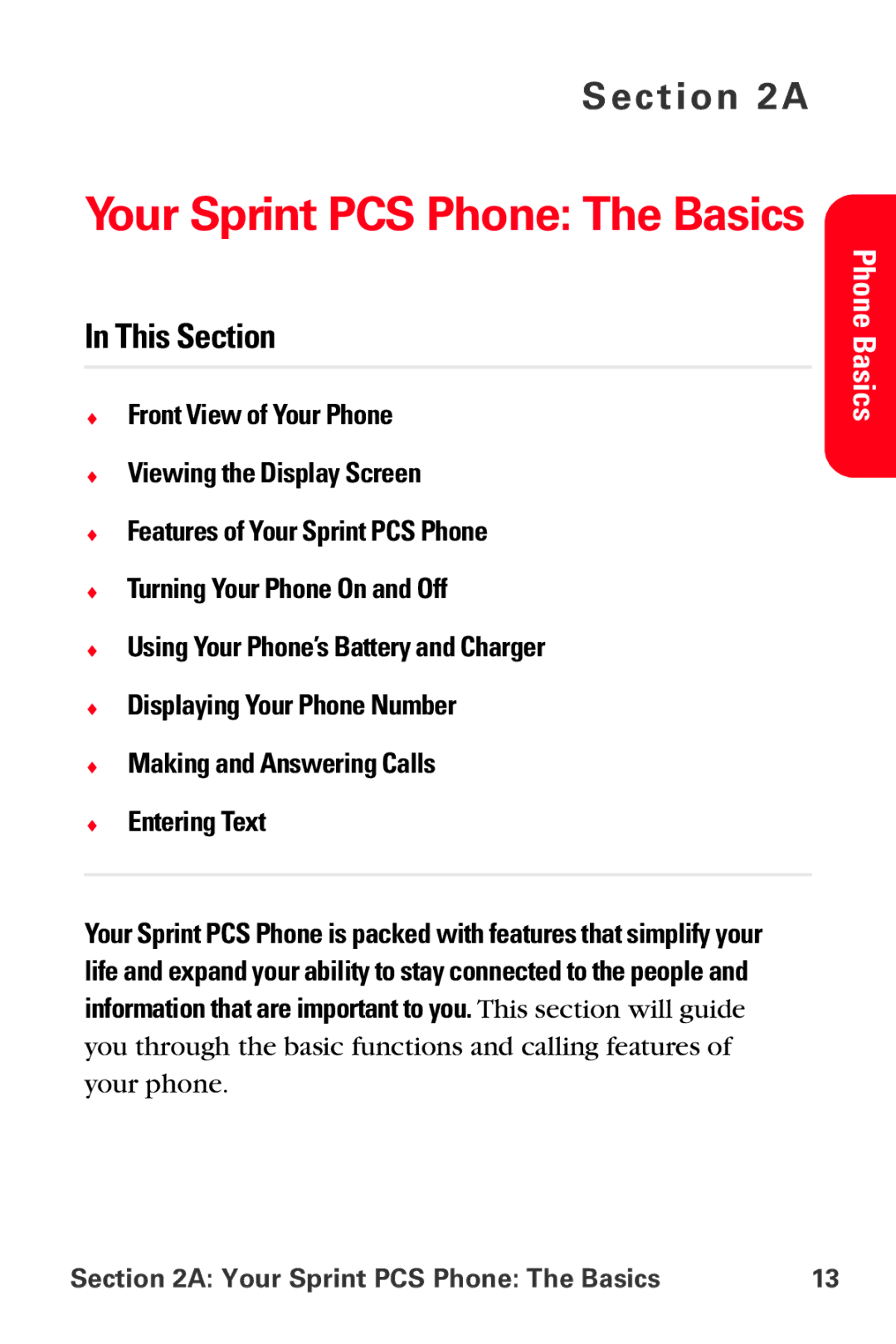 Sprint Nextel MM-A800 manual Your Sprint PCS Phone The Basics 