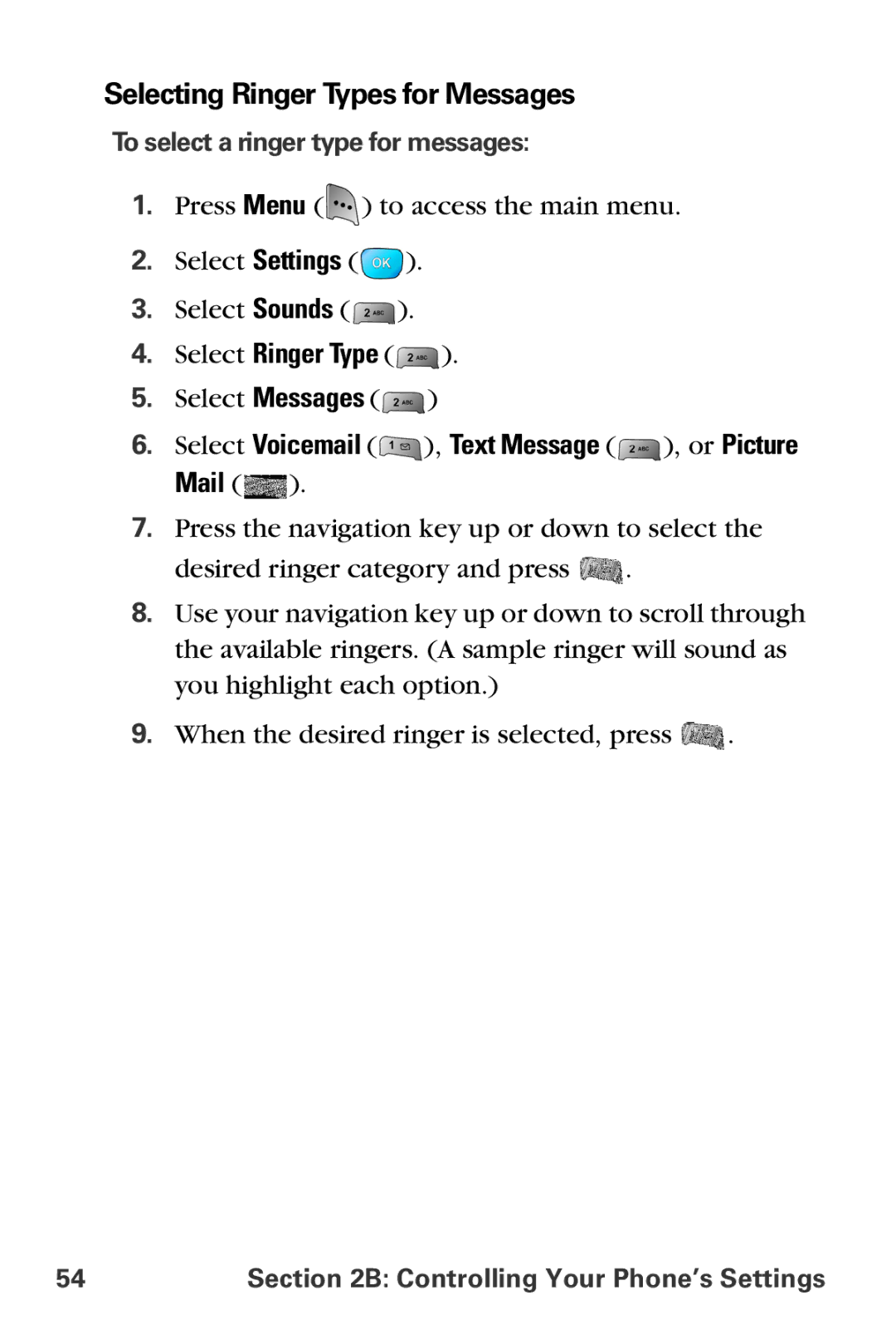 Sprint Nextel MM-A800 manual Selecting Ringer Types for Messages, Select Ringer Type, To select a ringer type for messages 