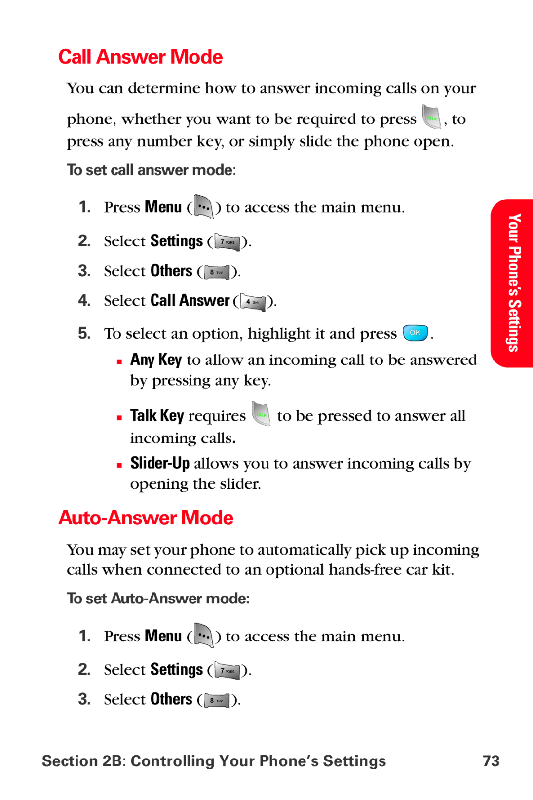 Sprint Nextel MM-A800 manual Call Answer Mode, Auto-Answer Mode, Select Call Answer, To set call answer mode 