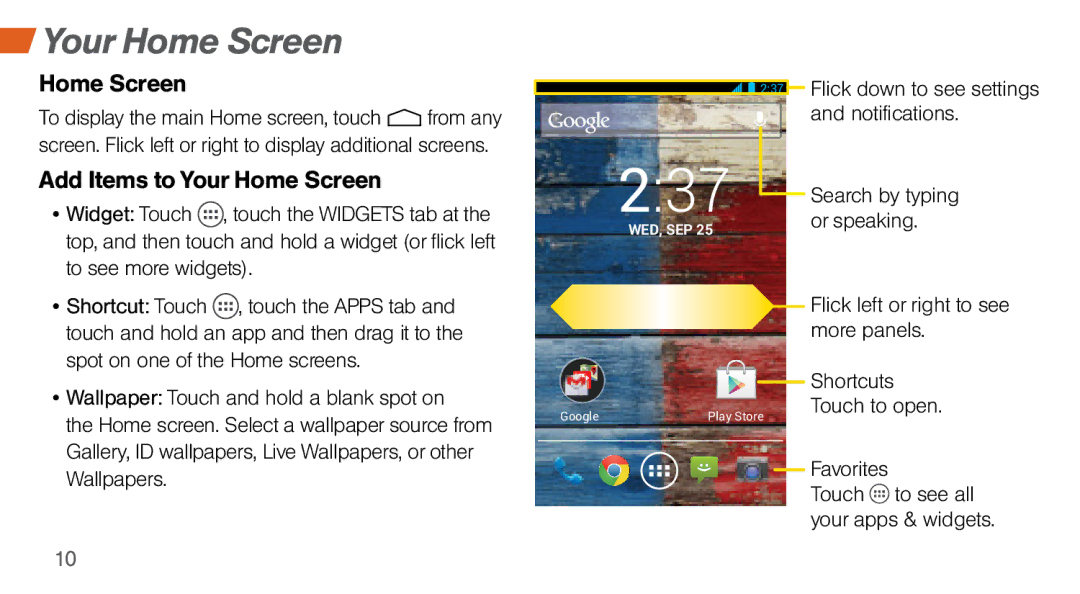 Sprint Nextel MOTO X manual Add Items to Your Home Screen 