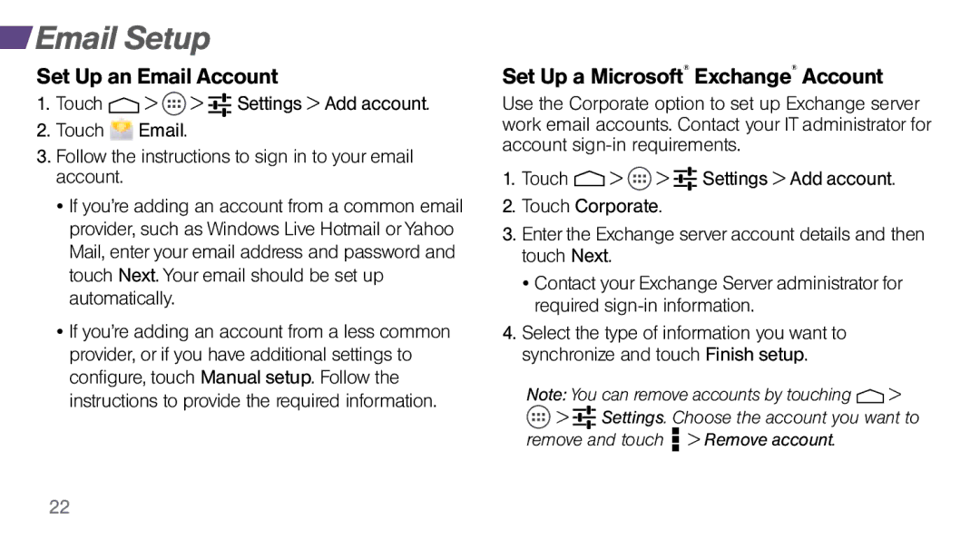 Sprint Nextel MOTO X manual Set Up an Email Account, Set Up a Microsoft Exchange Account 