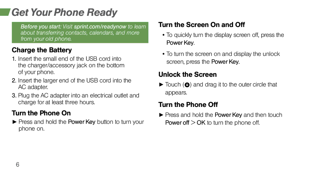 Sprint Nextel MOTO X manual Get Your Phone Ready 