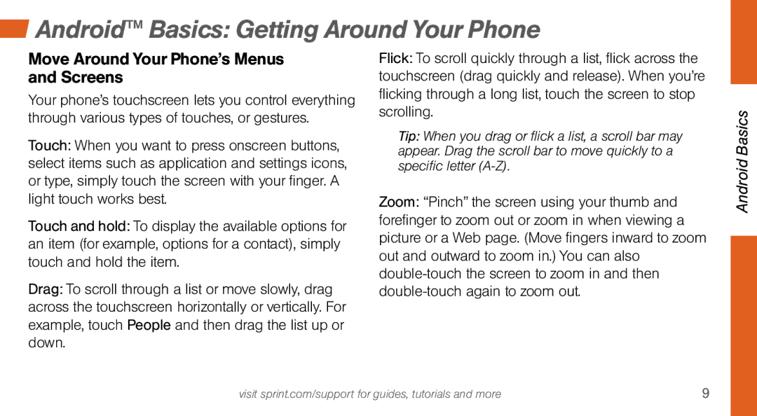 Sprint Nextel MOTO X manual Android Basics Getting Around Your Phone, Move Around Your Phone’s Menus and Screens 