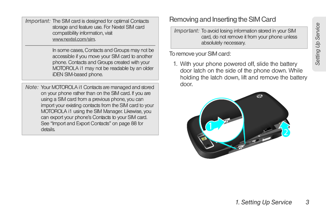 Sprint Nextel NNTN7985A_040810 manual RemovingandInsertingtheSIMCard, ToremoveyourSIMcard 