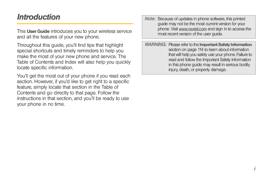 Sprint Nextel NNTN7985A_040810 manual Introduction 