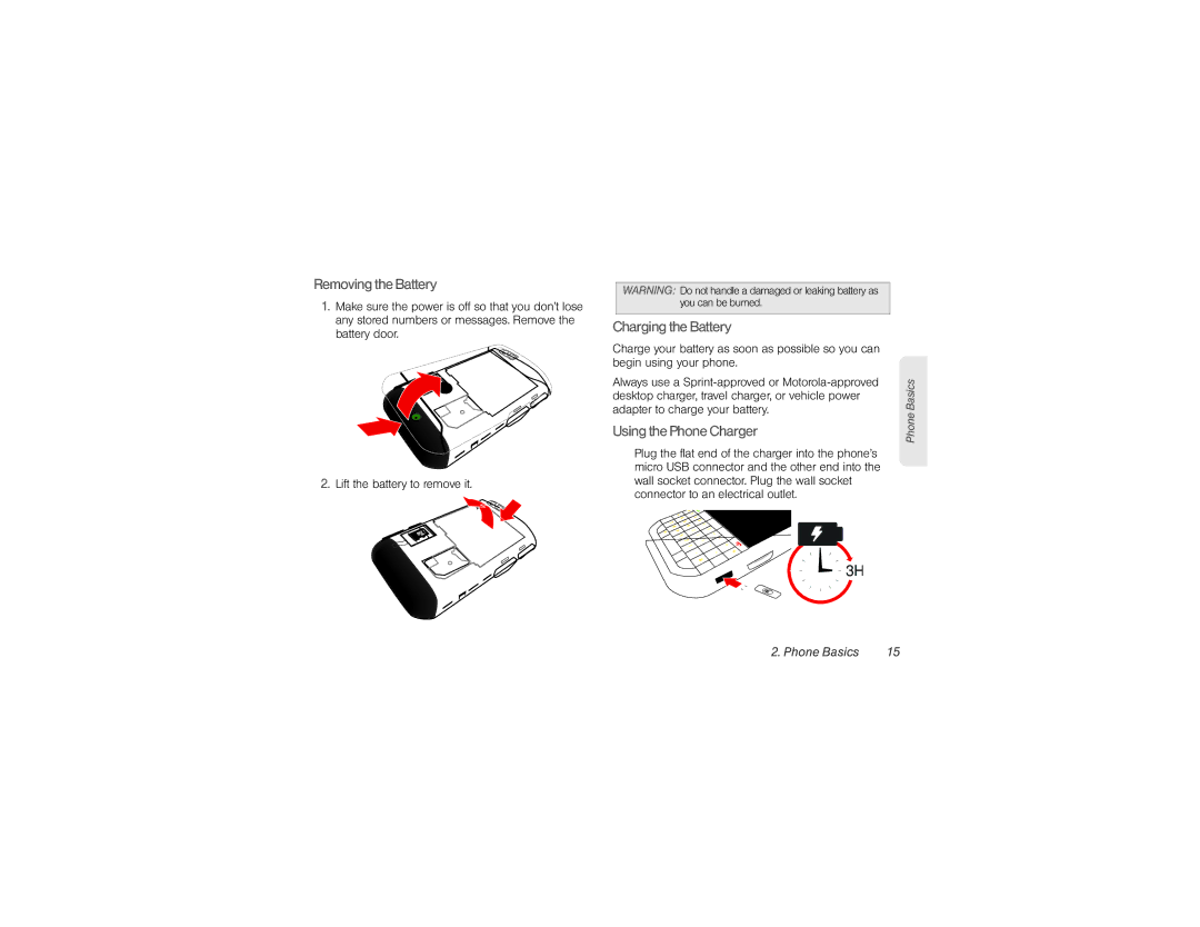 Sprint Nextel NNTN9124A manual Removing theBattery, Charging the Battery, Using the Phone Charger 