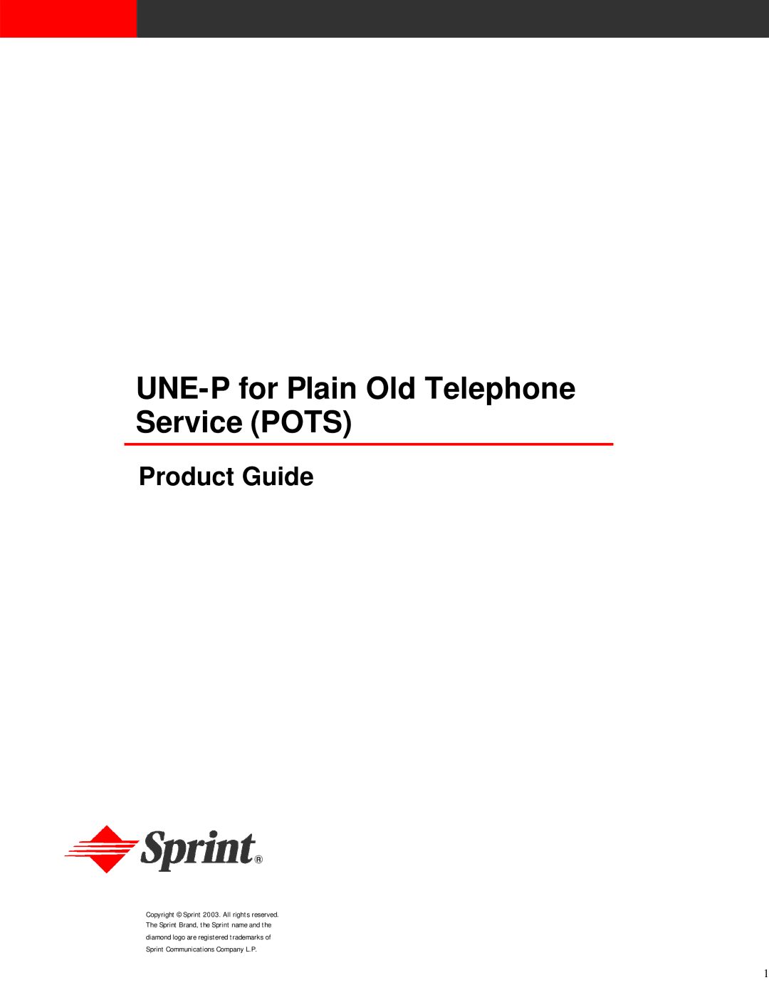 Sprint Nextel manual UNE-P for Plain Old Telephone Service Pots 