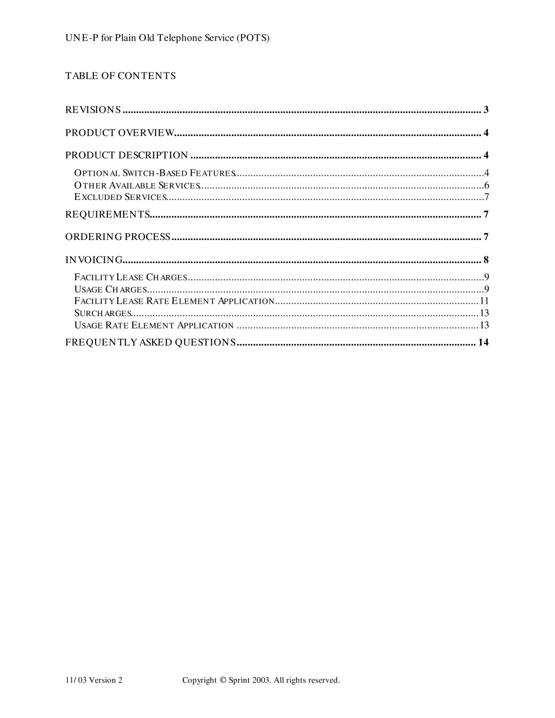 Sprint Nextel Old Telephone Service manual Requirements 