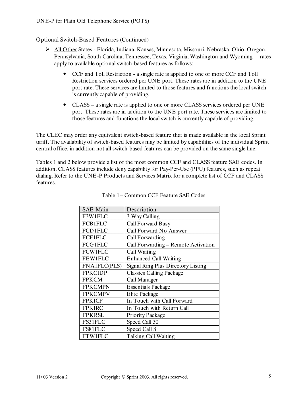 Sprint Nextel Old Telephone Service manual SAE-Main Description 