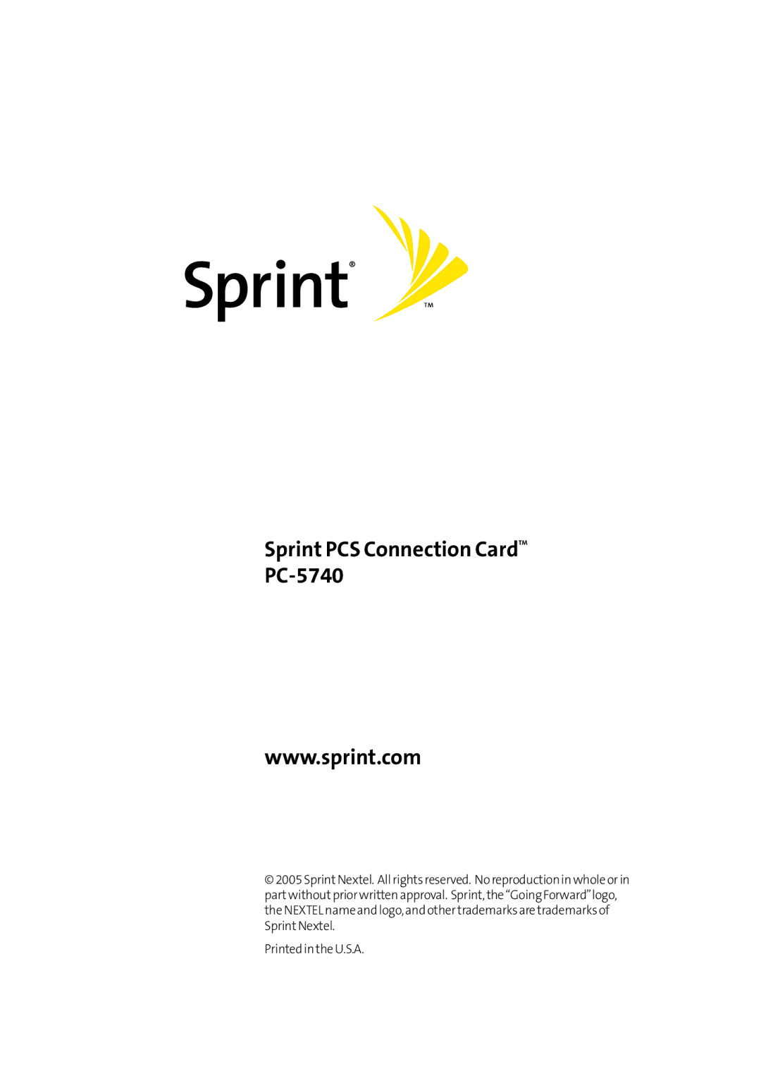 Sprint Nextel manual Sprint PCS Connection CardTM PC-5740 