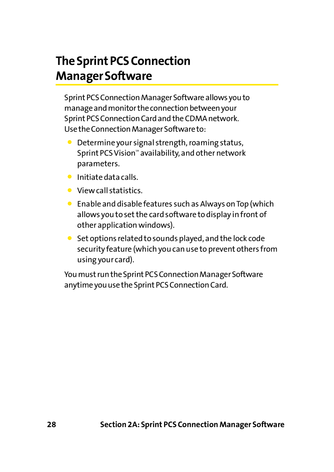 Sprint Nextel PC-5740 manual SprintPCS Connection Manager Software 