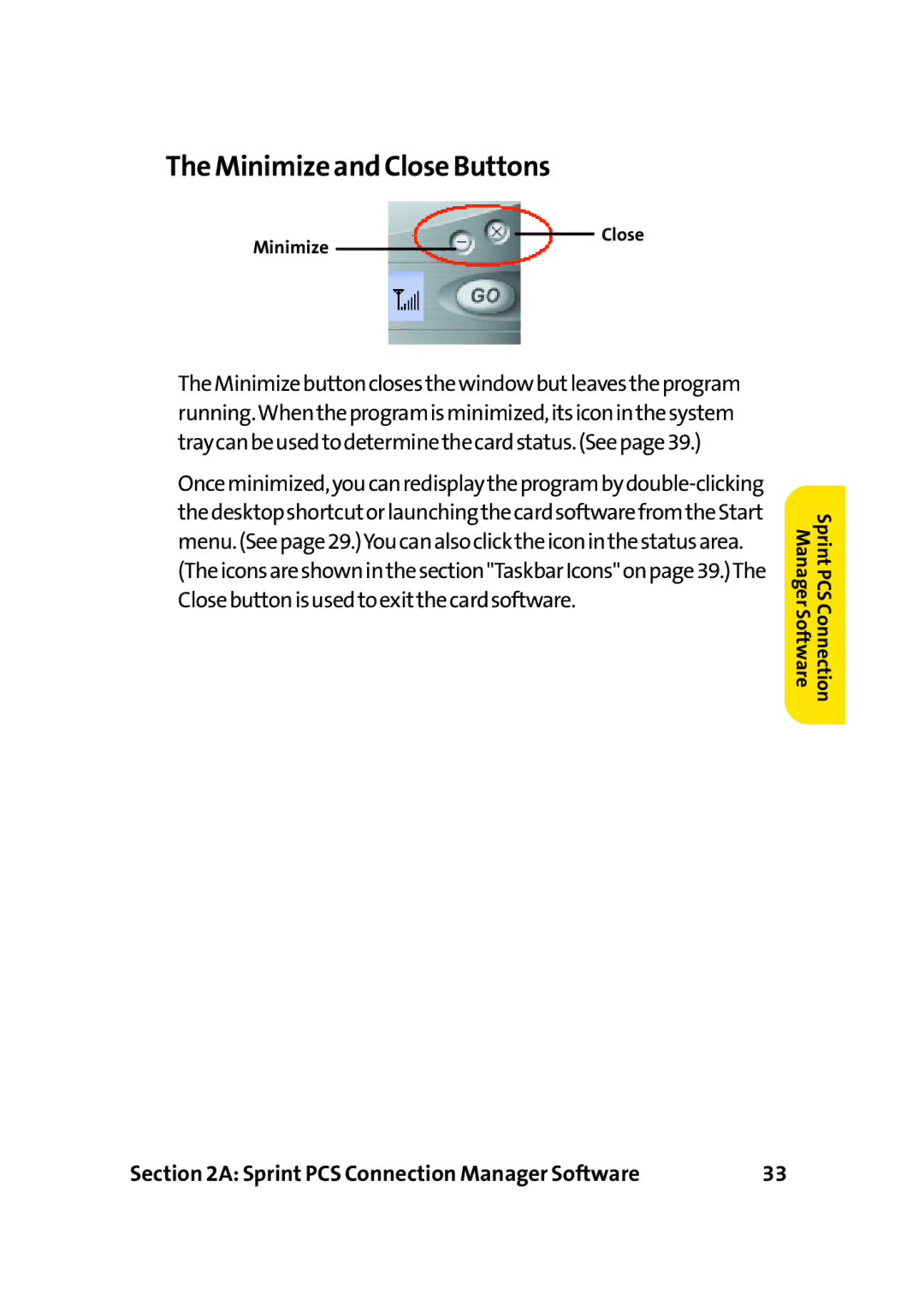 Sprint Nextel PC-5740 manual Minimizeand Close Buttons 