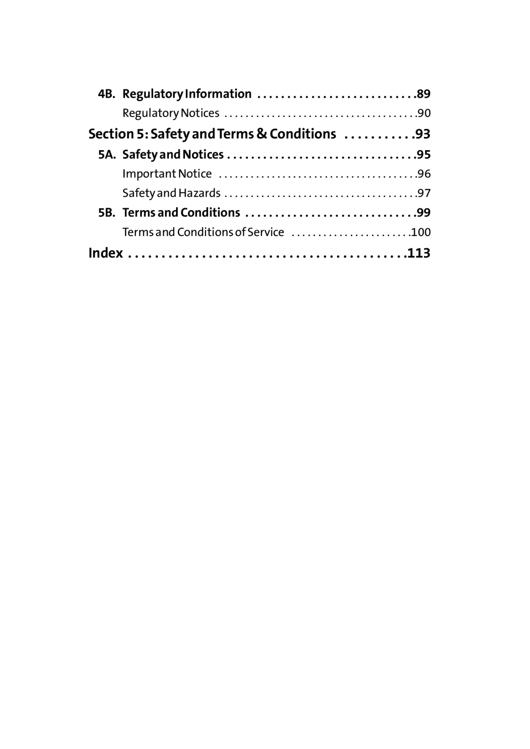 Sprint Nextel PC-5740 manual Index 