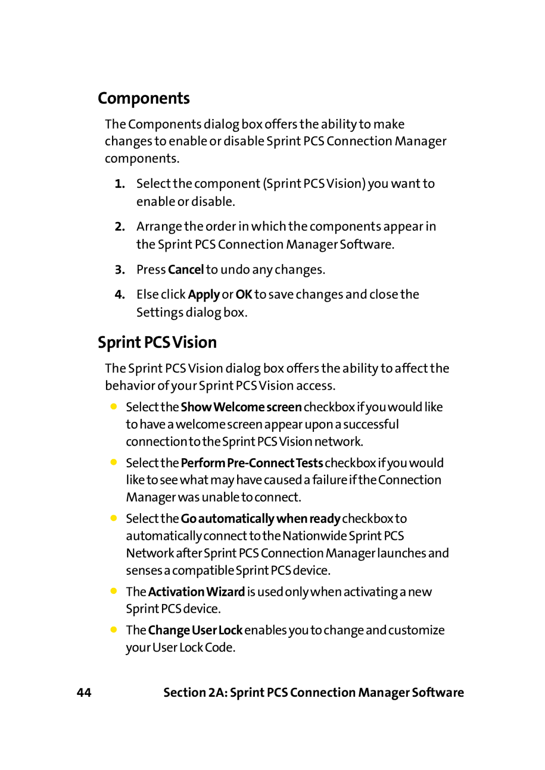 Sprint Nextel PC-5740 manual Components, SprintPCSVision 