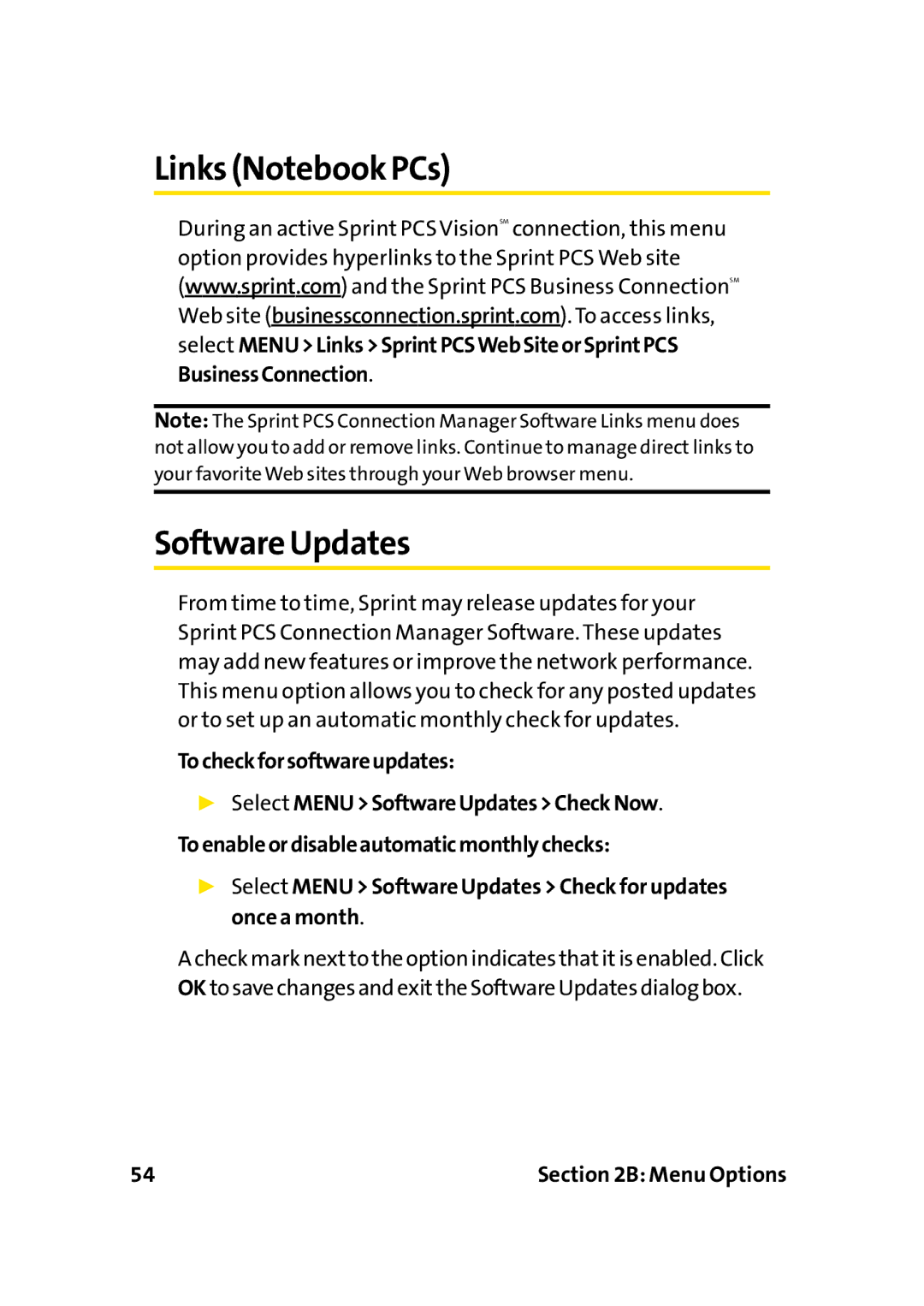 Sprint Nextel PC-5740 manual LinksNotebook PCs Software Updates 