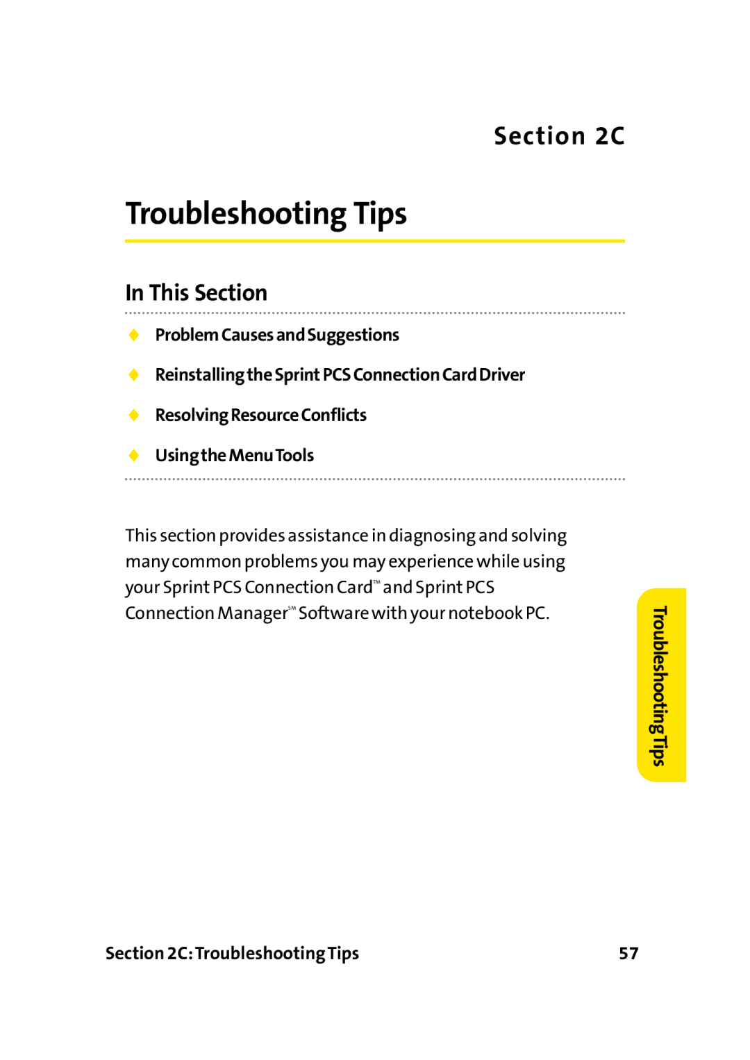 Sprint Nextel PC-5740 manual Troubleshooting Tips 