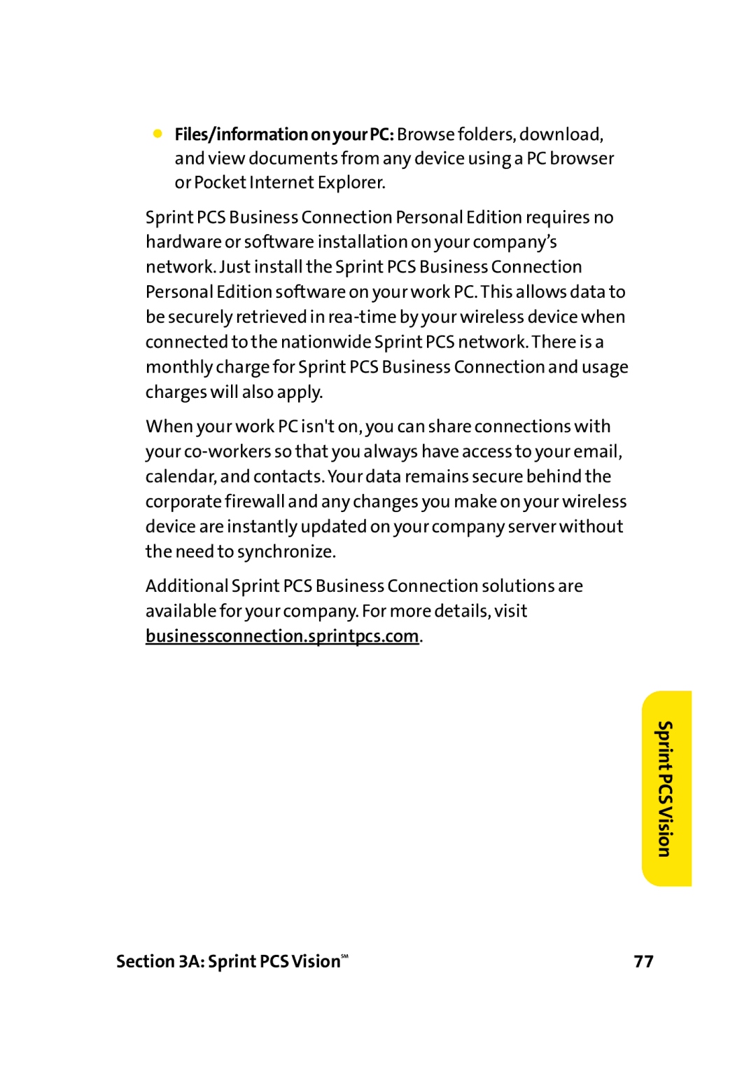 Sprint Nextel PC-5740 manual Businessconnection.sprintpcs.com 