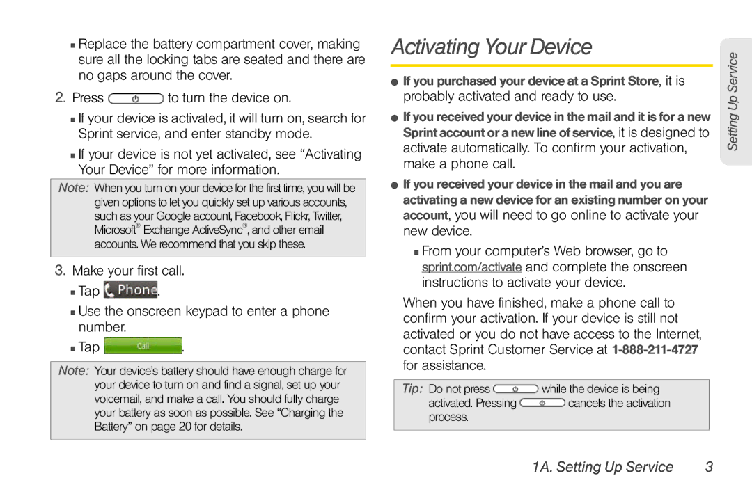 Sprint Nextel PG86100 manual Activating Your Device 