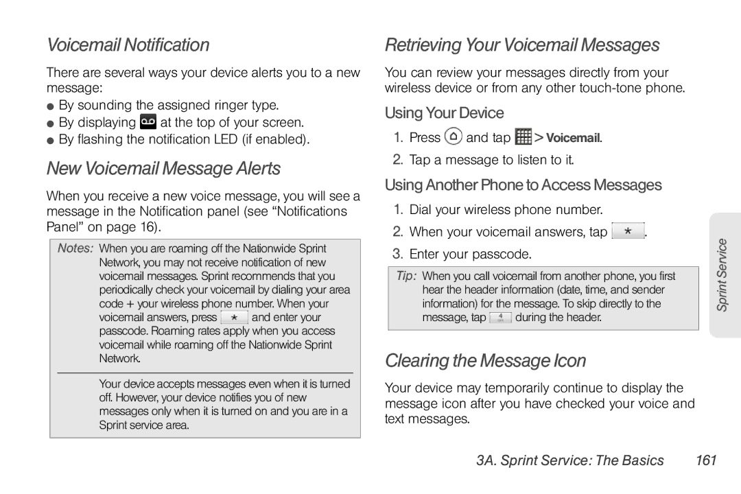 Sprint Nextel PG86100 manual Voicemail Notification, New Voicemail Message Alerts, Retrieving Your Voicemail Messages 