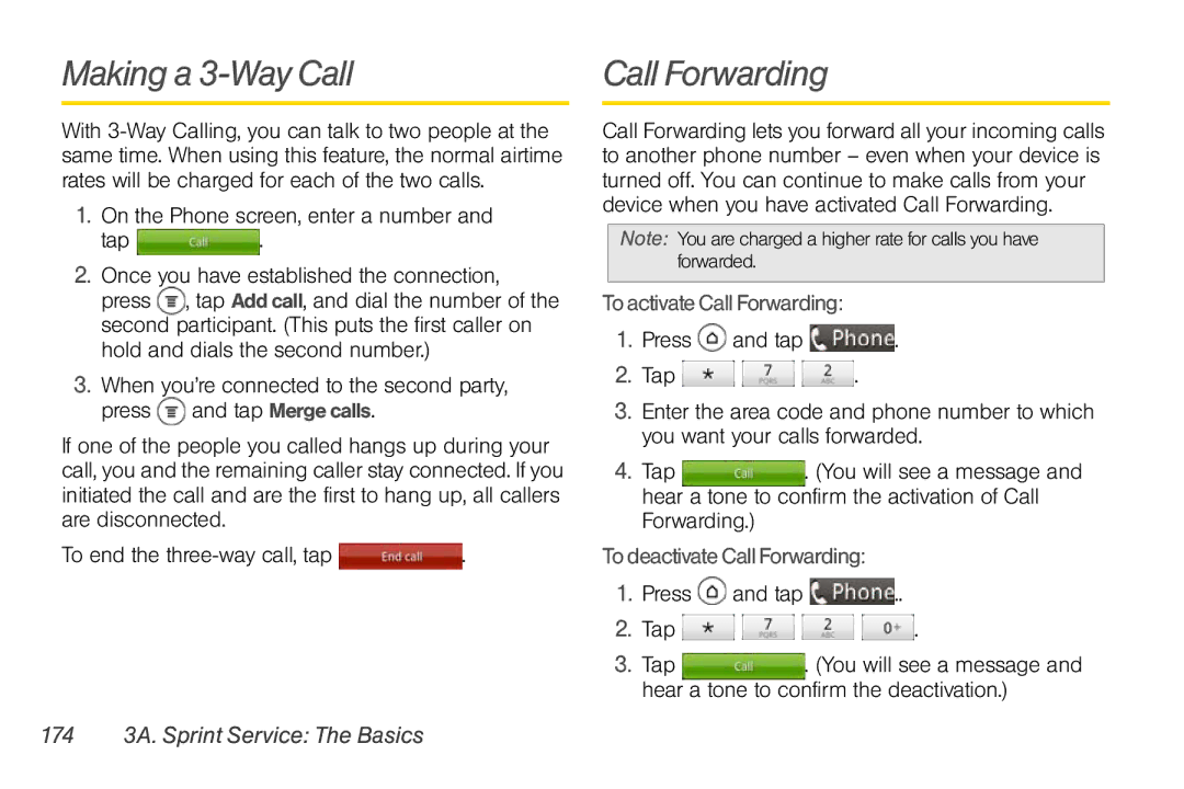 Sprint Nextel PG86100 manual Making a 3-Way Call, To activate Call Forwarding, To deactivate Call Forwarding 