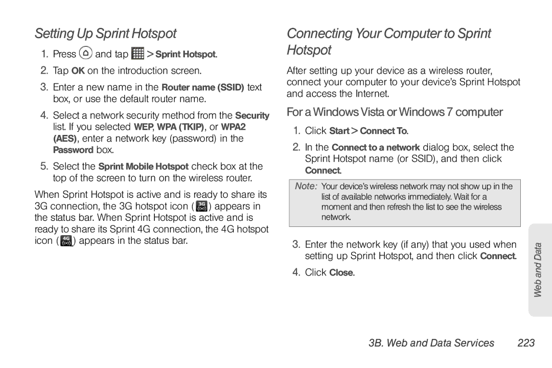 Sprint Nextel PG86100 manual Setting Up Sprint Hotspot, Connecting Your Computer to Sprint Hotspot, Click Close 