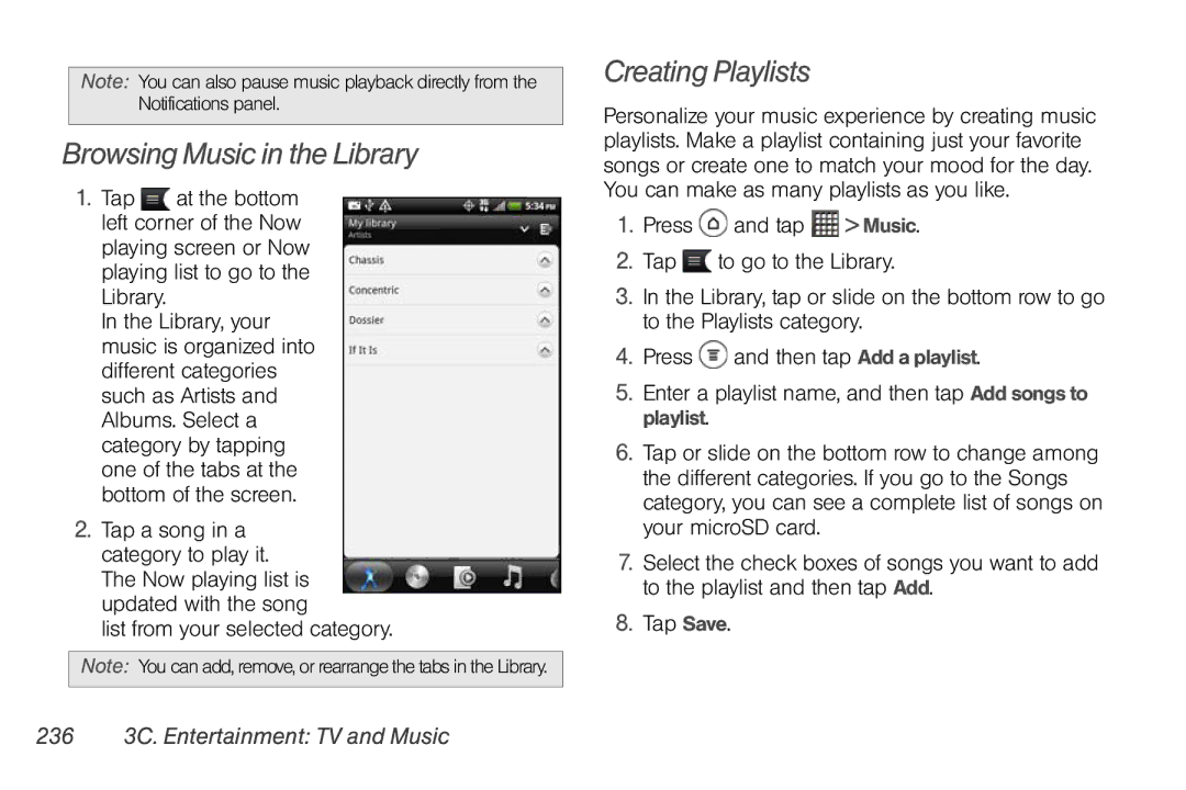 Sprint Nextel PG86100 manual Browsing Music in the Library, Creating Playlists, List from your selected category 