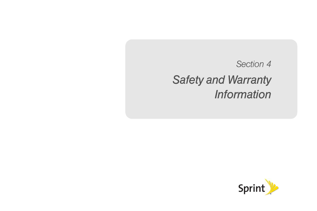 Sprint Nextel PG86100 manual Safety and Warranty Information 