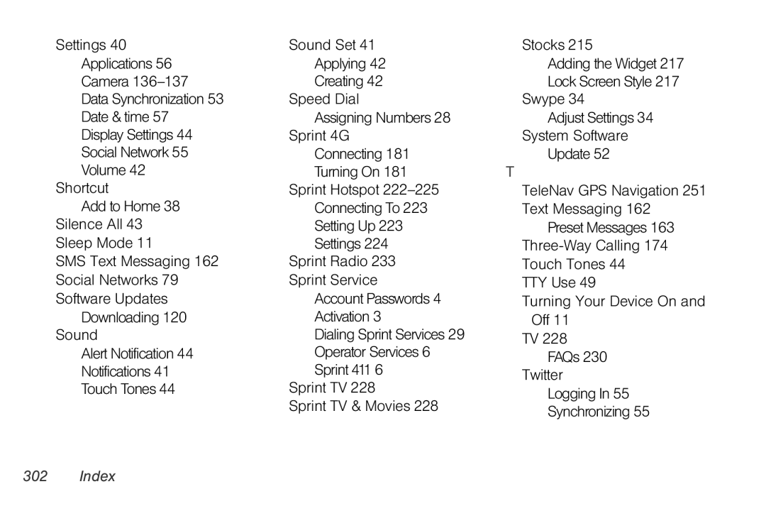 Sprint Nextel PG86100 manual Index 