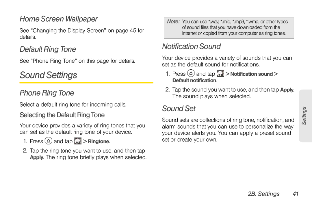 Sprint Nextel PG86100 manual Sound Settings 