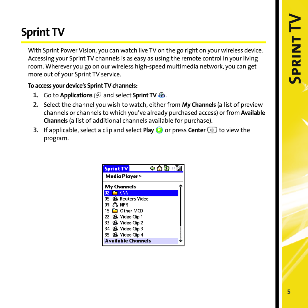 Sprint Nextel Play Multiplayer Games manual Sprint TV 