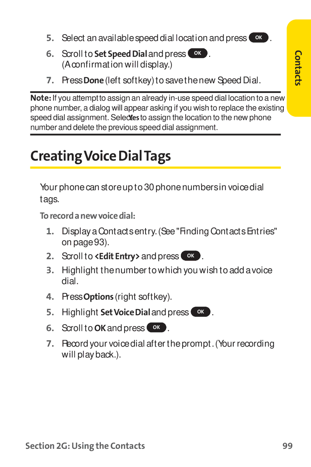 Sprint Nextel PM-225 manual CreatingVoice DialTags, Torecordanewvoicedial 