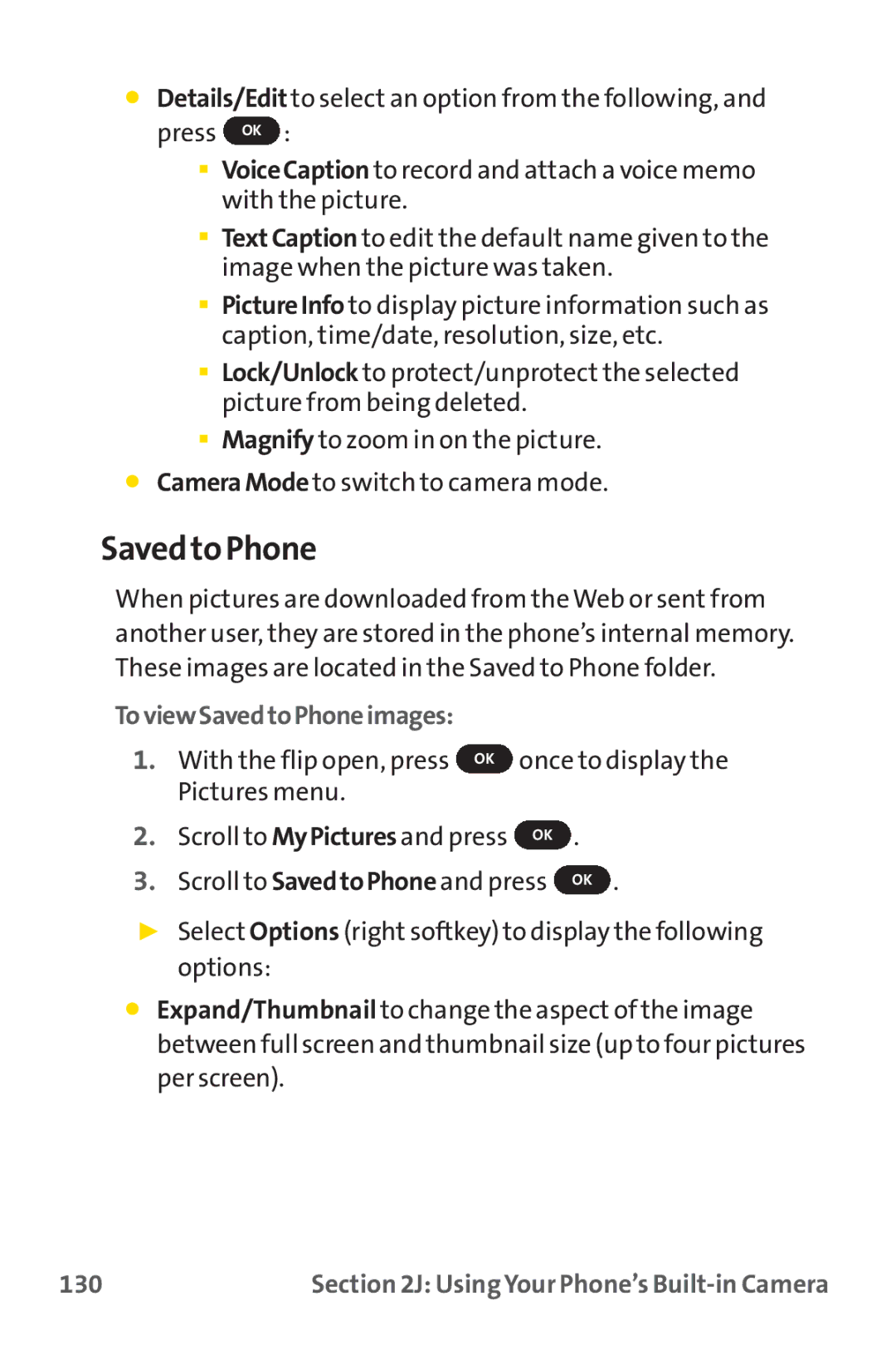 Sprint Nextel PM-225 manual Saved to Phone, ToviewSavedtoPhoneimages, 130 