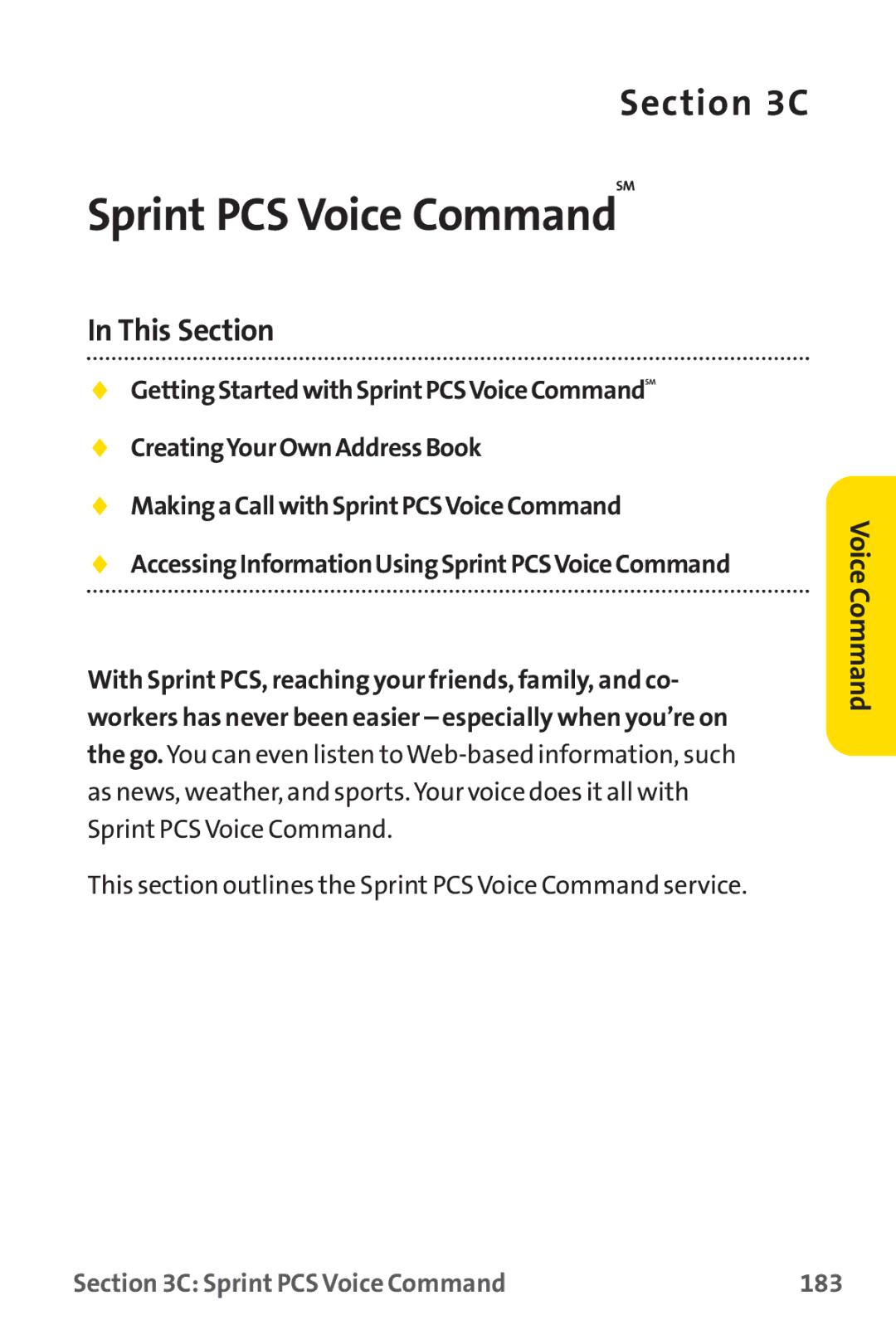 Sprint Nextel PM-225 manual Sprint PCS Voice Command 183 