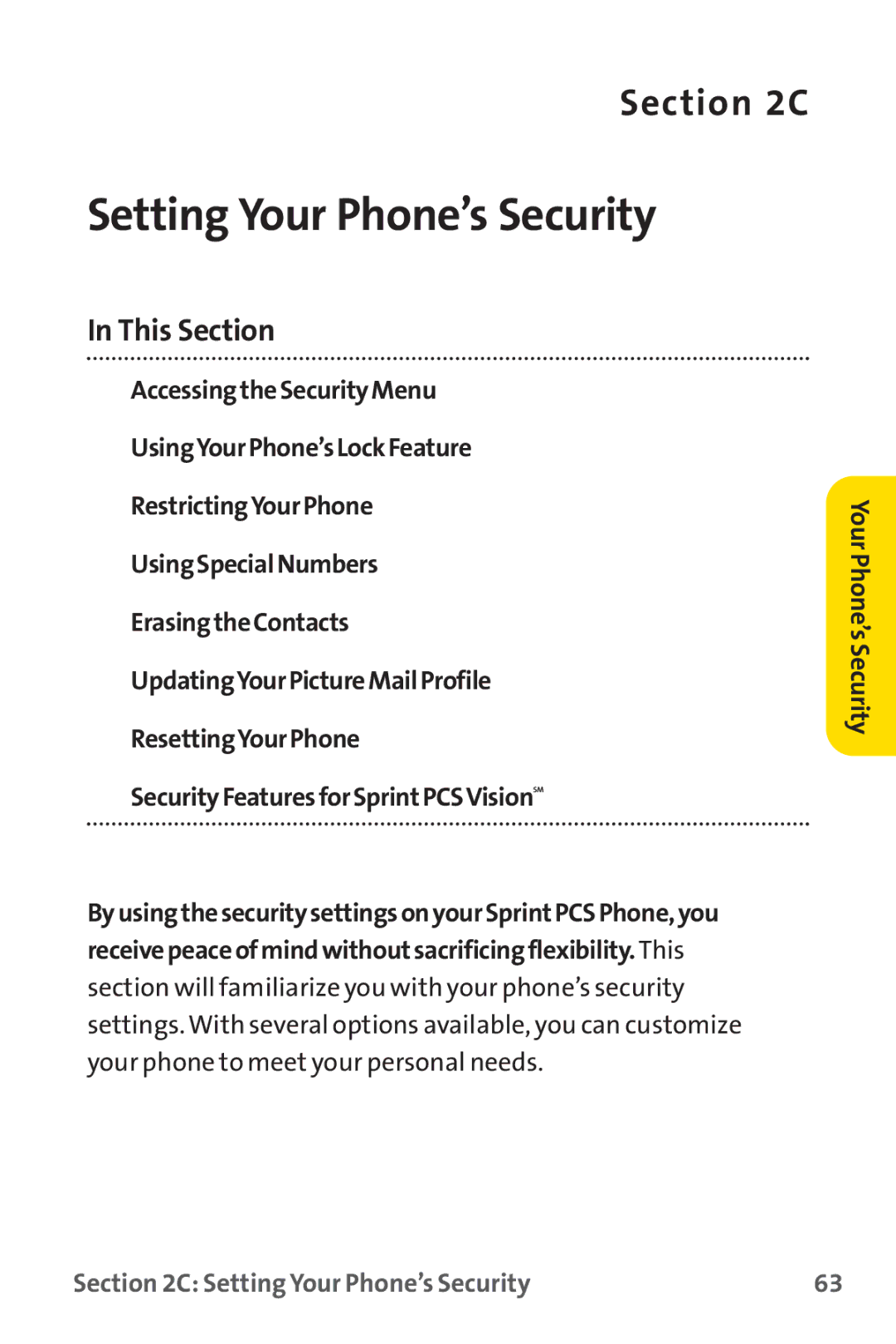 Sprint Nextel PM-225 manual Setting Your Phone’s Security 