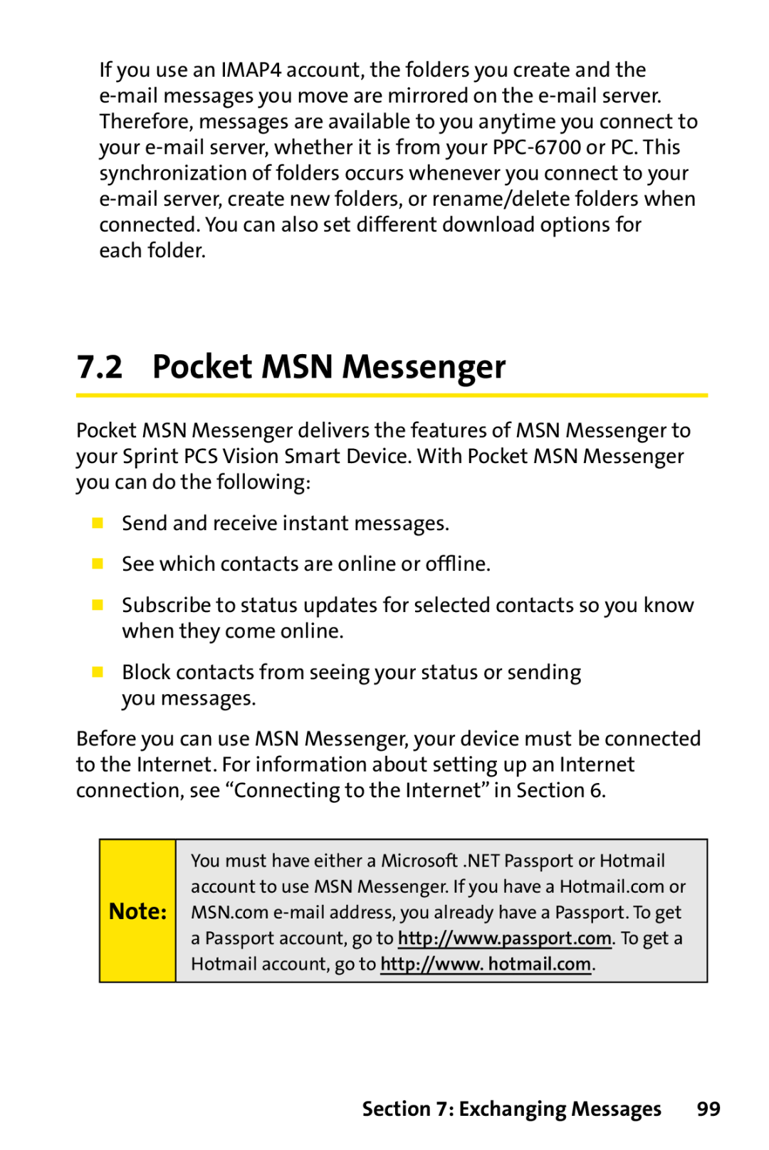 Sprint Nextel PPC-6700 manual Pocket MSN Messenger 
