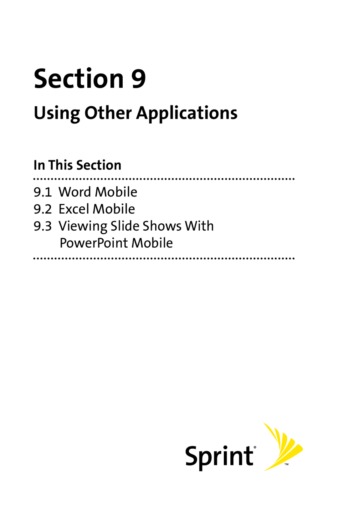 Sprint Nextel PPC-6700 Using Other Applications, Word Mobile 9.2 Excel Mobile, Viewing Slide Shows With PowerPoint Mobile 