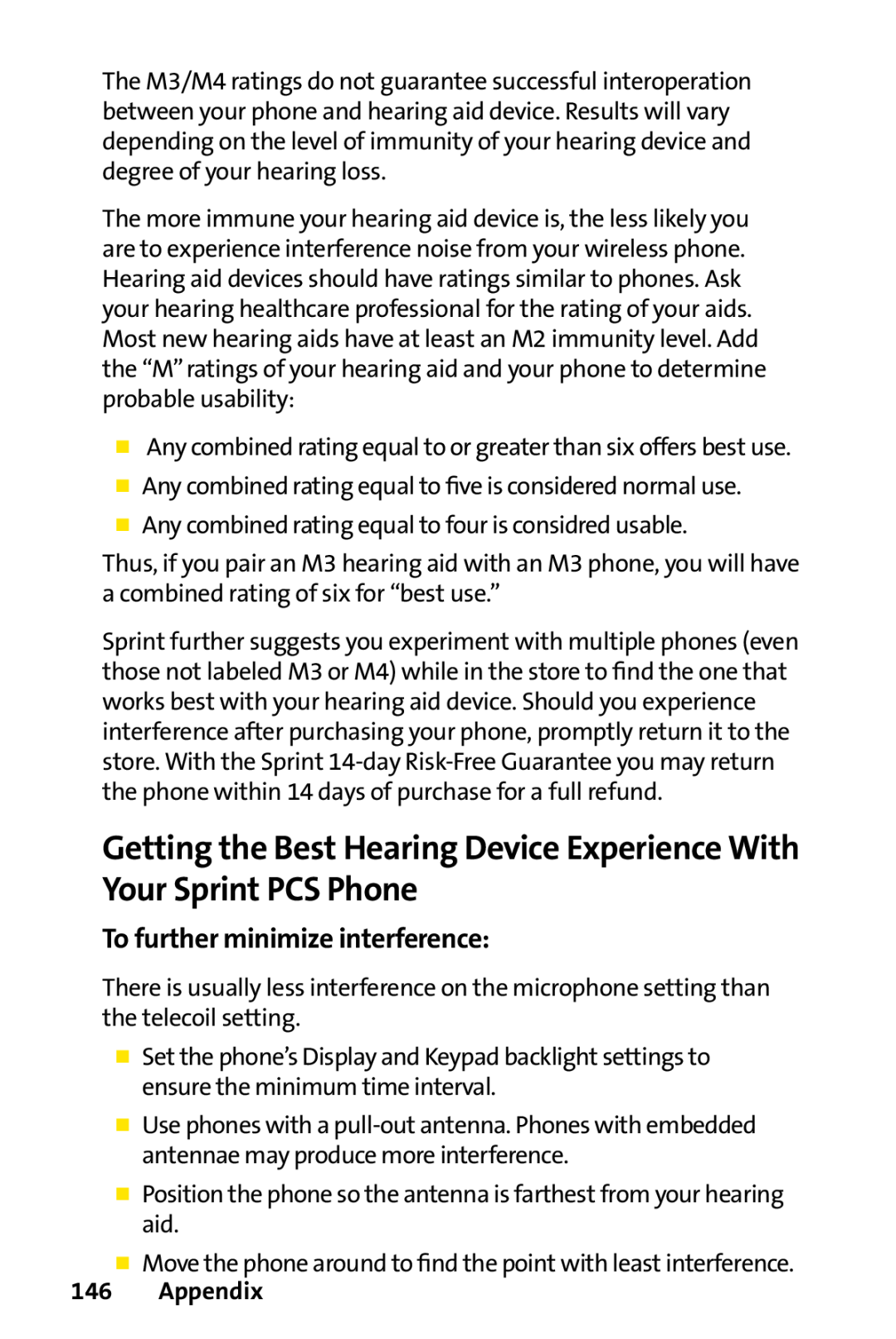 Sprint Nextel PPC-6700 manual Getting the Best Hearing Device Experience With Your Sprint PCS Phone, Appendix 