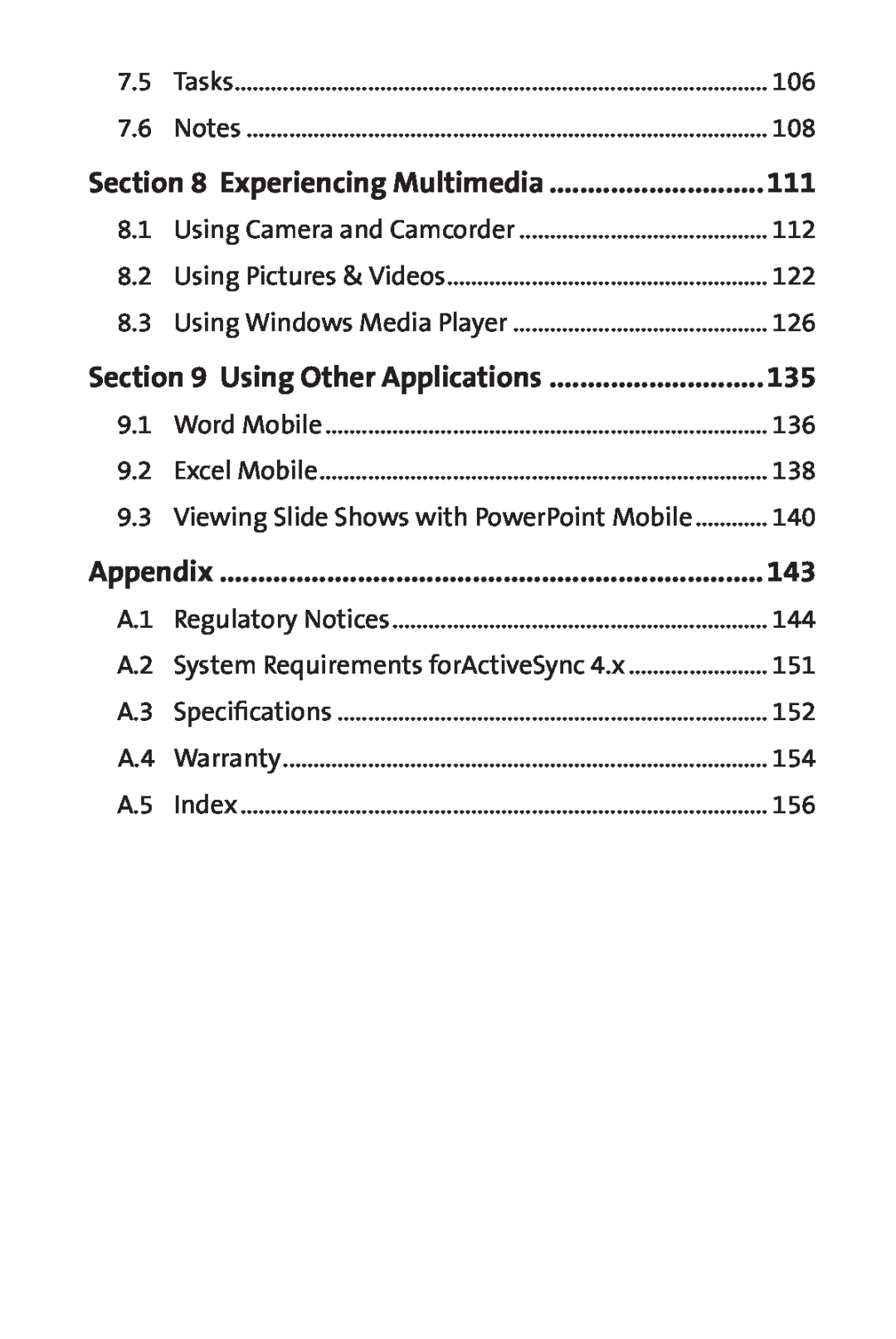 Sprint Nextel PPC-6700 manual Experiencing Multimedia, Using Other Applications, Appendix 