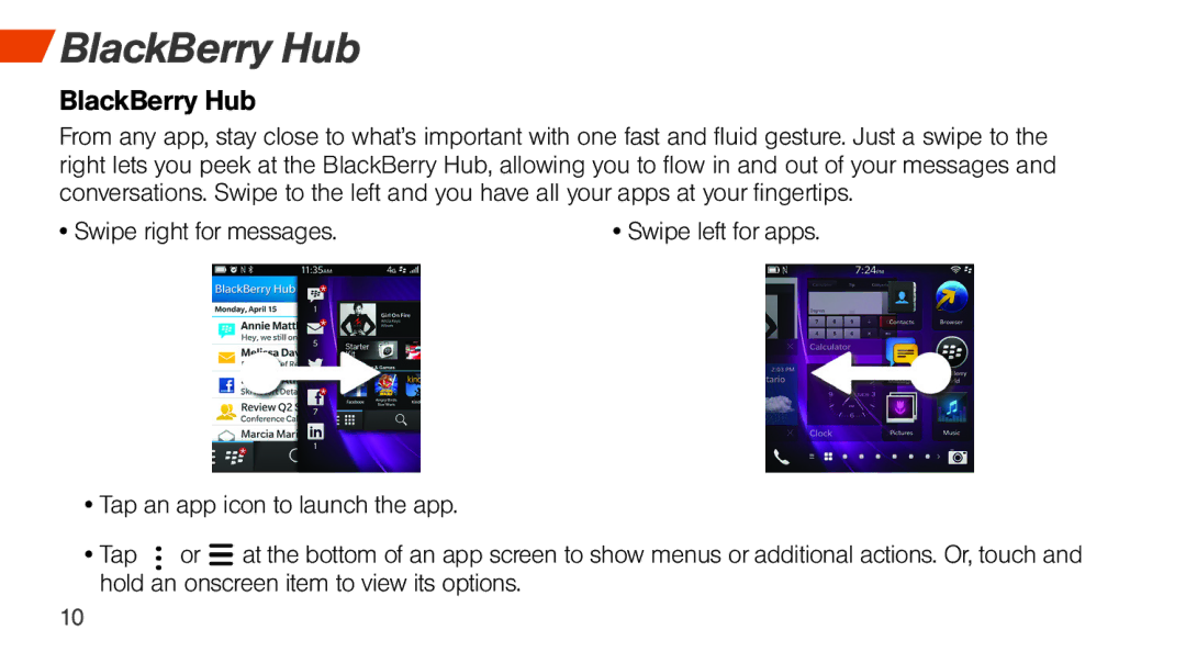 Sprint Nextel Q10 manual BlackBerry Hub 