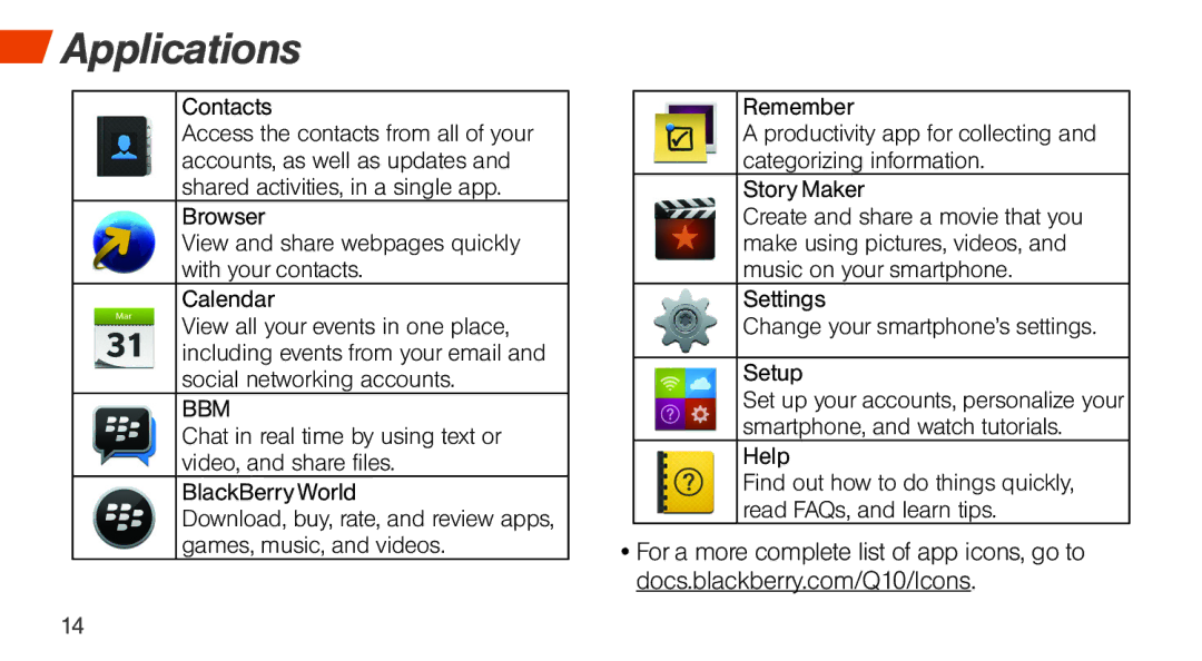 Sprint Nextel Q10 manual Applications, Contacts 