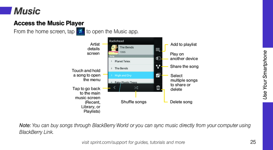 Sprint Nextel Q10 manual Access the Music Player 