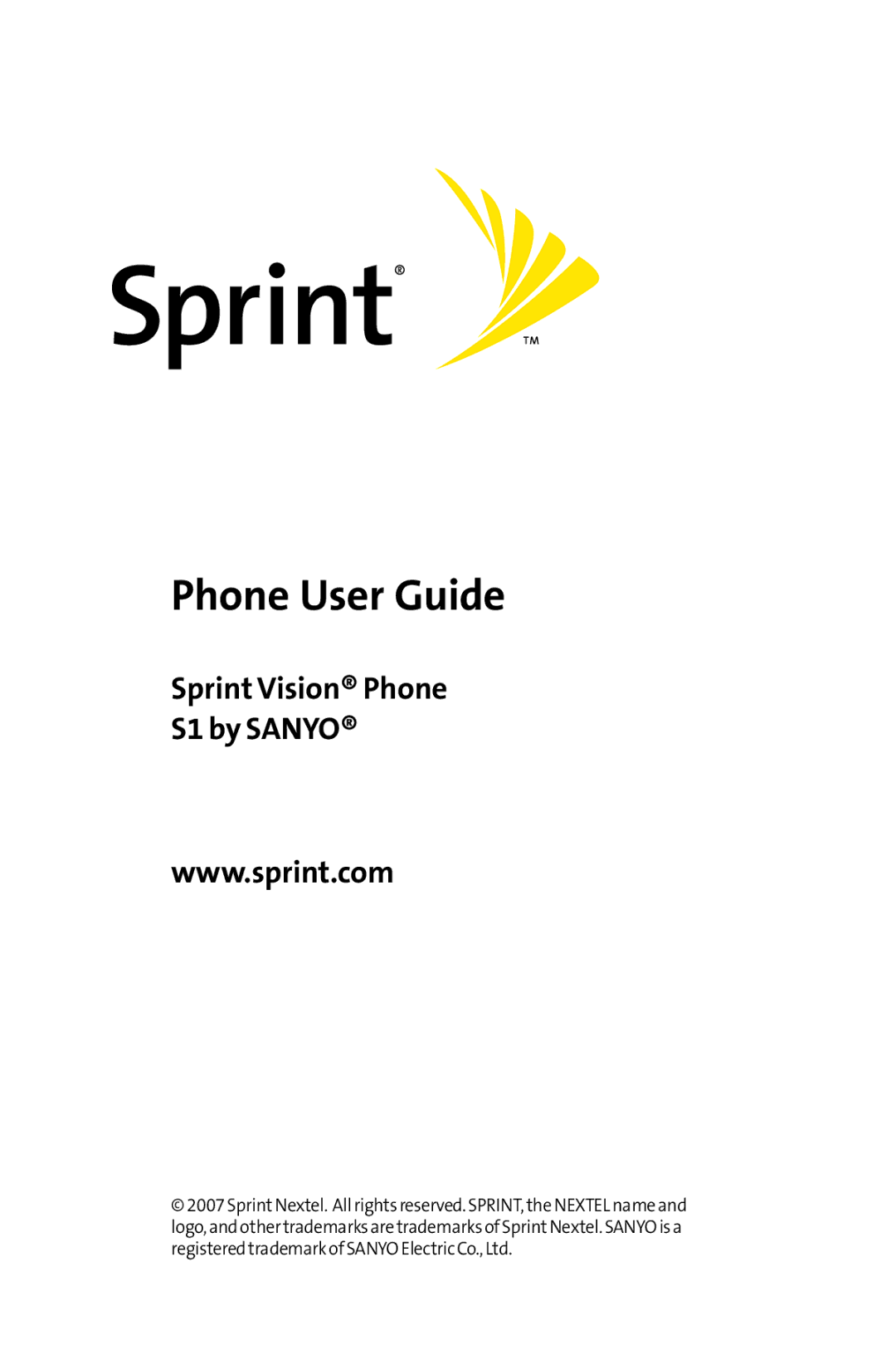 Sprint Nextel S1 manual Phone User Guide 