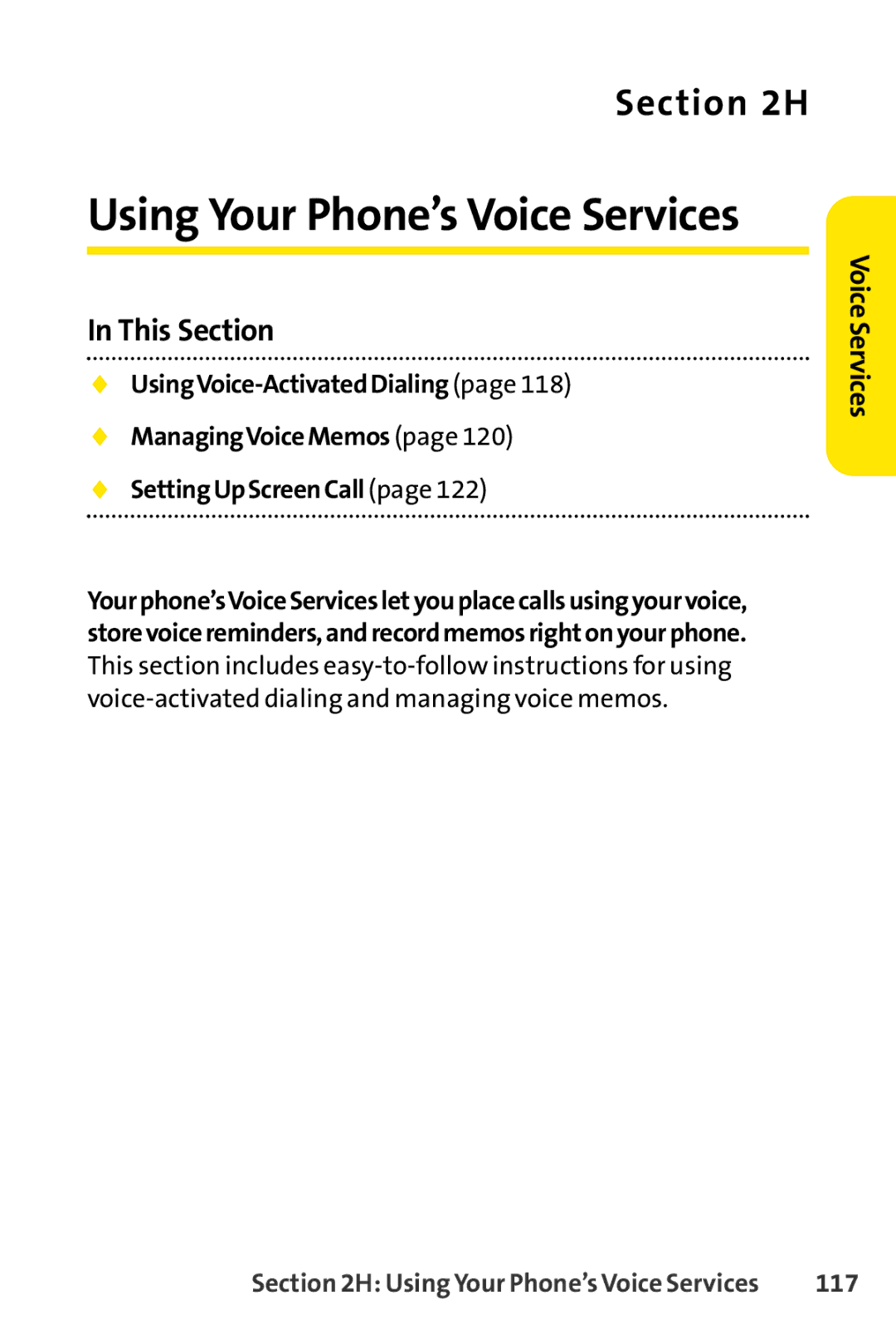 Sprint Nextel S1 manual Using Your Phone’s Voice Services, 117 