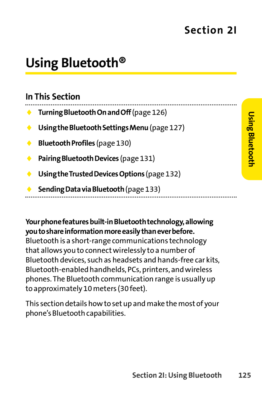 Sprint Nextel S1 manual Using Bluetooth, 125 