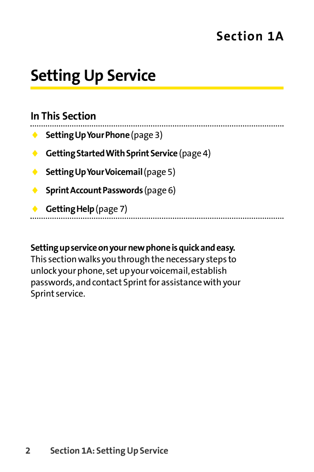 Sprint Nextel S1 manual This Section, Setting Up Service 