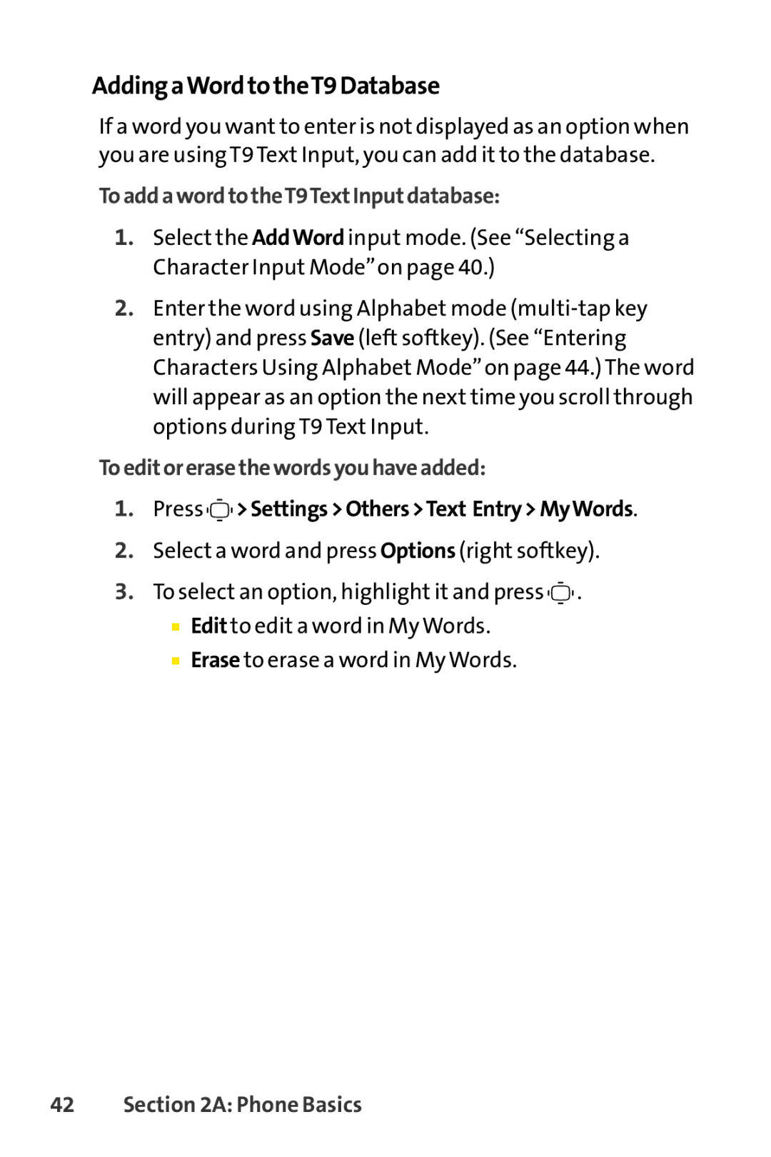 Sprint Nextel S1 manual Adding aWord to theT9 Database, To add a word to theT9TextInputdatabase 